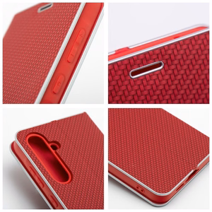 Dėklas telefonui LUNA Book Carbon skirtas SAMSUNG A50 raudonas