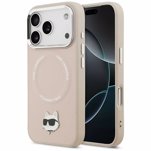 Karl Lagerfeld Choupette Pin Magnetinis dėklas telefonui iPhone 17 Pro Max - rožinė