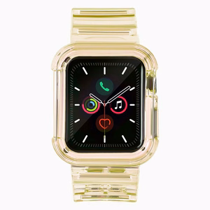 Silikoninė apyrankė dirželis dėklas dirželis šviesos rinkinys Apple Watch 44mm - geltonas