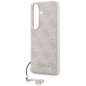 „Guess 4G Classic Logo Charm“ dėklas su „MagSafe“, skirtas „Samsung Galaxy S26“, rožinis
