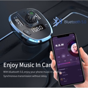 Automobilinis įkroviklis Essager Dynamic sidabrinis (įkroviklis / FM siųstuvas / USB atmintis / laisvų rankų įranga)