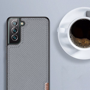 Dux Ducis Fino dėklas yra pagamintas iš nailono medžiagos Samsung Galaxy S22 + (S22 Plus) mėlynas