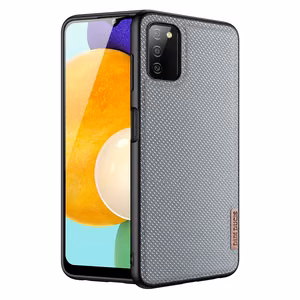 Dux Ducis Fino dėklas telefonui padengtas nailono medžiaga Samsung Galaxy A03s pilkas