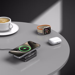 "Blavec" indukcinis įkroviklis BQI-02 Qi 15W magnetinis "Magsafe 3 in 1" "Apple/Samsung Watch" laikrodis (BQI02-QIMB), juodas