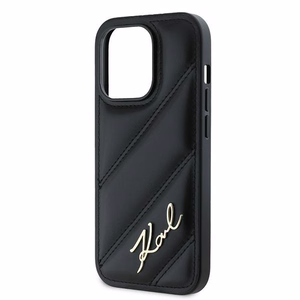 Karl Lagerfeld Diagonal Quilted Script dėklas telefonui iPhone 13 Pro Max - juodas