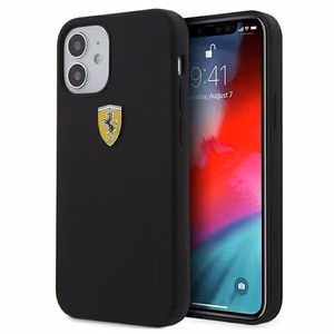 Ferrari FESSIHCP12SBK iPhone 12 mini 5.4" juodas/juodas kietas dėklas On Track Silicone