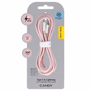 Blavec Kabelis Candy pintas - Type C į Lightning - PD 20W 2,4A 3 metrai Apple CarPlay (CCA-CL24P30) rožinė