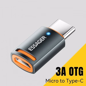 Адаптер Essager HuntC, серый (гнездо MicroUSB–штекер Type-C)