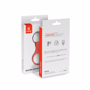 Чехол Crong Silicone для Apple AirTag 1 / 2, с кольцом для ключей, красный