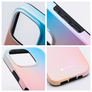 FORCELL F-PROTECT Mirage, militarinio kritimo testuotas dėklas telefonui, MagSafe suderinamas IPHONE 15 PRO rožinis mėlynas