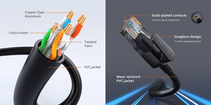 Kabelis Cat6 UTP, 1m, juodas
