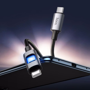 LED кабель USB C к USB C Hoco 3A 60W 1,2 м U144 черный