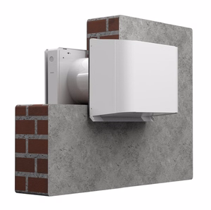 HiSmart HT260331 dažyto metalo išorinis gaubtas vienos patalpos rekuperatoriui, 300 × 253 × 140 mm, juodas