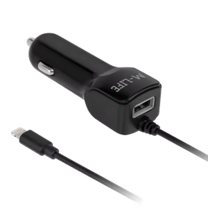 M-Life car charger for Apple iPhone and iPad + USB, 2100 mA