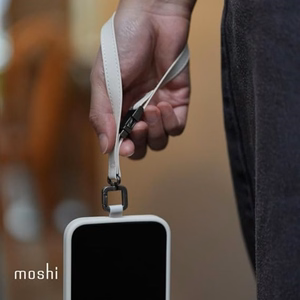 Moshi 2-in-1 veganiškos odos riešo ir per petį nešiojamas telefono dirželis su adapteriu, „Moss Green“ spalvos