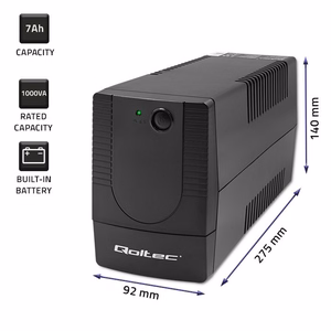Qoltec 53774 nepertraukiamo maitinimo šaltinis (UPS) Line-Interactive 1 kVA 600 W 1 AC lizdas