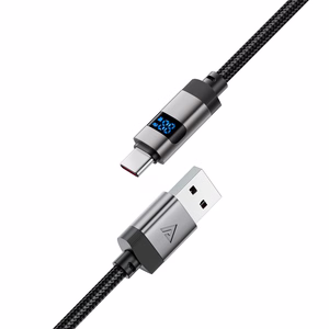 "Acefast C15-04" USB-A - USB-C kabelis su ekranu 480Mb/s 66W 1,2 m - juodas