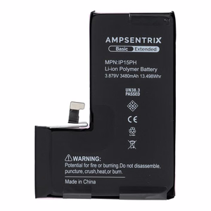 AmpSentrix Basic battery for iPhone 15 PRO (high capacity 3480 mAh)