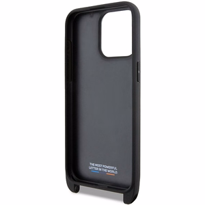 BMW M Edition anglies trispalvės linijos ir dirželis dėklas telefonui iPhone 15 Pro Max - juodas