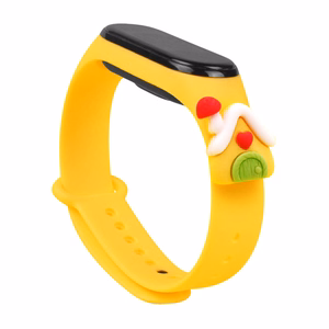 Dirželis Kalėdoms Xiaomi Mi Band 5 / 6 Kalėdinė silikoninė apyrankė su namu - Geltona