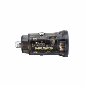 Автомобильное зарядное устройство WEKOME WP-C40 Vanguard Series, 2 × USB-A, 15 W, чёрный и прозрачный
