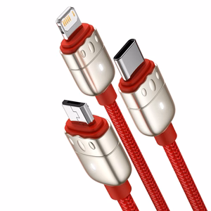 Baseus kabelis Tiger metai 3 viename - USB į Type C, Lightning, Micro USB - 3,5A 1,2 metrai (CASX010009) raudonas