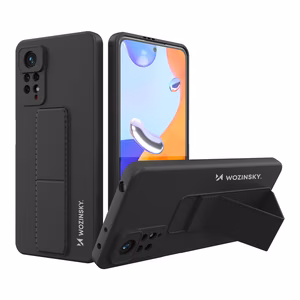 Wozinsky Kickstand Case silikoninis dėklas su stovu Xiaomi Redmi Note 11 Pro juodas