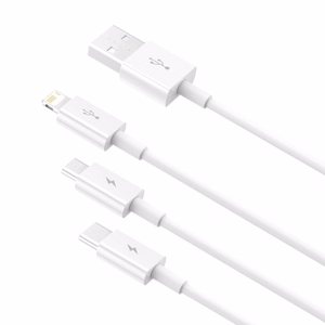USB кабель 3в1 Baseus Superior Series, USB на micro USB / USB-C / Lightning, 3.5A, 1.5м (белый)