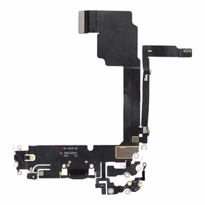 Originalus iš donorinio įrenginio išimtas „iPhone 15 Pro Max“ USB įkrovimo lizdo šleifas – juodas