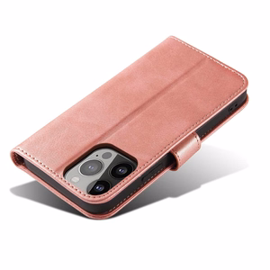 Magnet Case для Samsung Galaxy S23 Ultra чехол с флип-кошельком и подставкой розовый