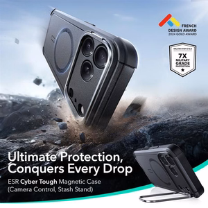 ESR Cyber Kickstand Magnetinis dėklas telefonui iPhone 17 Pro - juodas