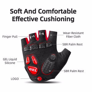 Rockbros S169BR XL cycling gloves with gel inserts - black and red