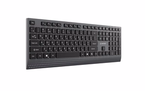 Gembird KB-MCH-06-CYRL Plona laidinė multimedijos klaviatūra su C tipo adapteriu, kirilicos išdėstymas, juoda
