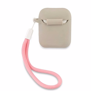 Dėklas AirPods Guess GUACA2LSVSGP pilkas rožinis/pilkas rožinis Silikon Vintage