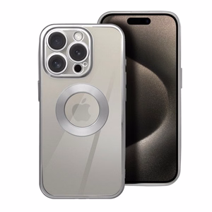 Чехол для iPhone 16 PLUS Glam серебряный