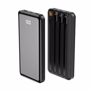 "Forever" maitinimo bankas TB-411 ALLin1 10000 mAh su USB-C + "Lightning" + microUSB laidais, juodas
