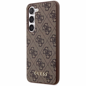 Guess GUHCS23SG4GFBR S23 S911 коричневый/коричневый жёсткий чехол 4G Metal с золотым логотипом