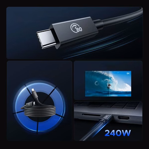 Orico USB4 Thunderbolt 5 кабель 80Gbps 240W USB-C to USB-C 2m - черный