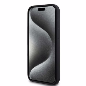 DKNY Liquid Silicone White Printed Logo MagSafe Dėklas telefonui iPhone 14/15/13 - juodas (m)