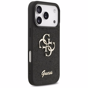 Guess PU Fixed Glitter 4G Metal Logo case for Apple iPhone 18 Pro, Black