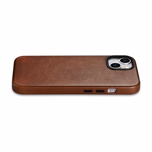iCarer Oil Wax Premium odinis dėklas iPhone 14 Plus Magnetinis odinis dėklas su MagSafe Rudas (WMI14220703-RB)