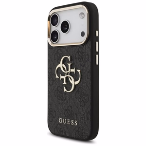 Чехол Guess PU Leather 4G Metal Logo Gold Frame для Apple iPhone 18 Pro, чёрный