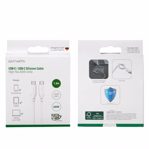 Силиконовый кабель USB-C/USB-C High Flex 60W 1,5 м, белый