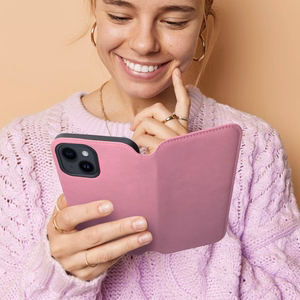 Dvigubos kišenės dėklas telefonui XIAOMI Redmi Note 13 Pro Plus 5G šviesiai rožinis