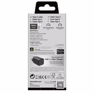SBS TECABLETISSUETCC2G Кабель 2x USB-C 2m 60W Power Delivery - серый