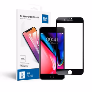 Закаленное стекло для iPhone 7 / 8 PLUS (полное приклеивание) Blue Star 5D черное