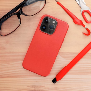 Dėklas Leather Mag Cover (MagSafe) skirtas iPhone 16 Pro Max raudonas