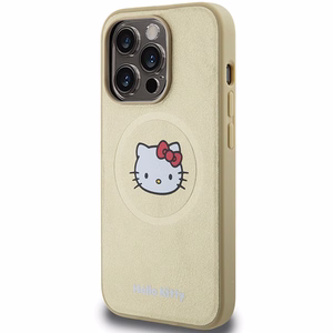Hello Kitty odinis Kitty Head magnetinis dėklas telefonui iPhone 15 Pro - auksinis