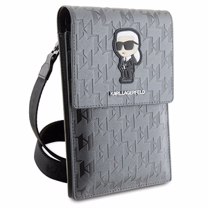 Karl Lagerfeld dėklas KLWBSAKHPKG krepšys - sidabrinė Saffiano monograma Ikonik