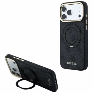 Guess Ring Stand 360 4G Classic Logo MagSafe чехол для iPhone 17 Pro / 18 Pro, черный